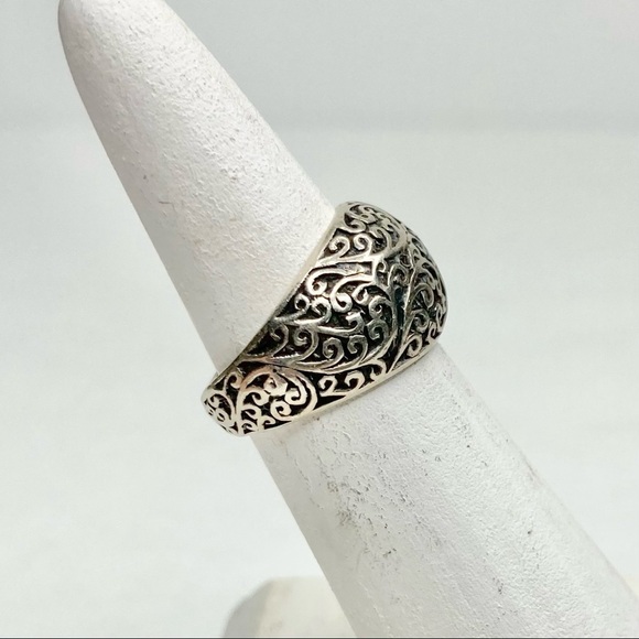 100% Sterling 925 Silver Stamped Scroll Engraved Swirl Boho Gypsy Hippie Ring 5 - Picture 4 of 10